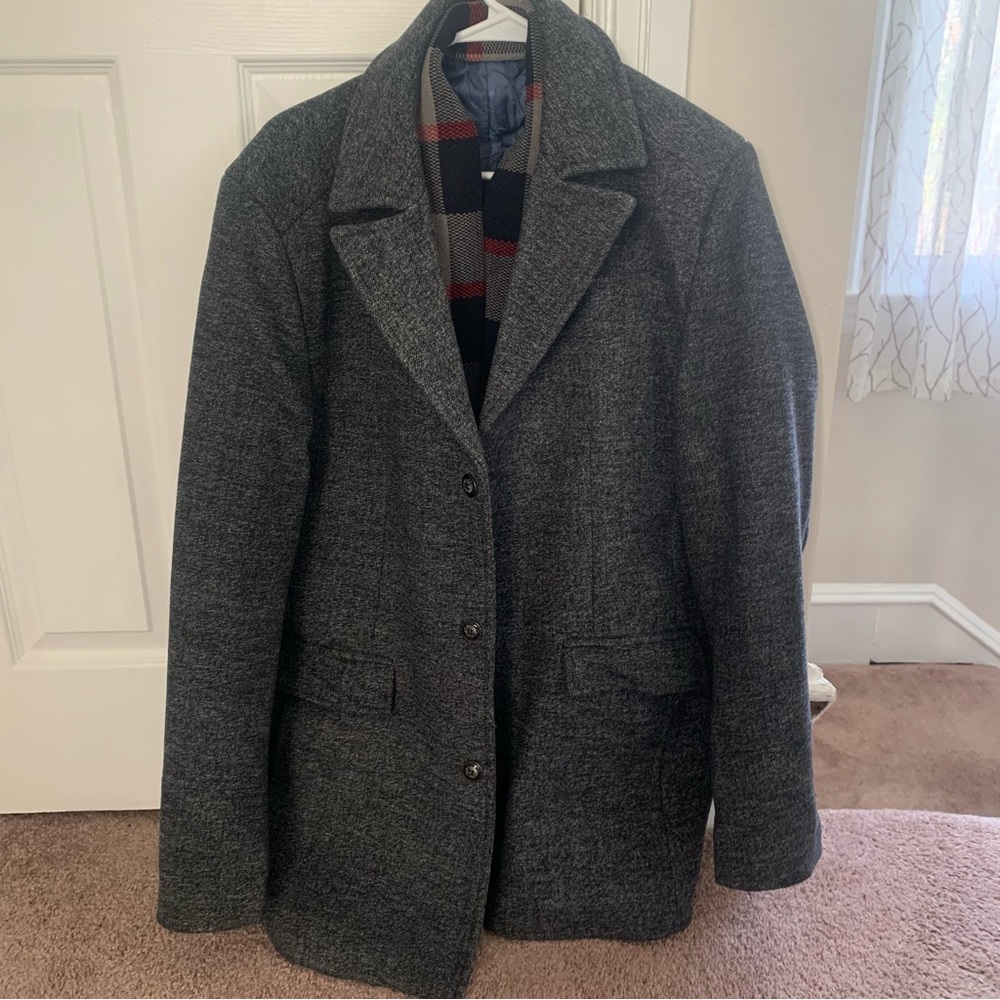 Mens Top Coat W/ Detachable Scarf